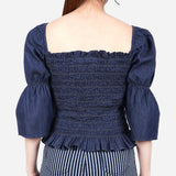 SM Woman Denim Smocking Blouse