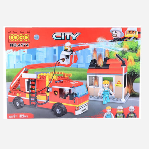 Cogo City Fire Fighter Truck 328 Pieces Building Blocks Set For Kids