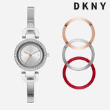 DKNY City Link Silver Stainless Steel Bangle Watch Set NY2861