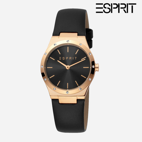 Esprit Black Leather Watch For Women EES1L191L0025