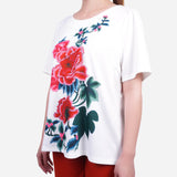 SM Woman Prima Rose Print Blouse White