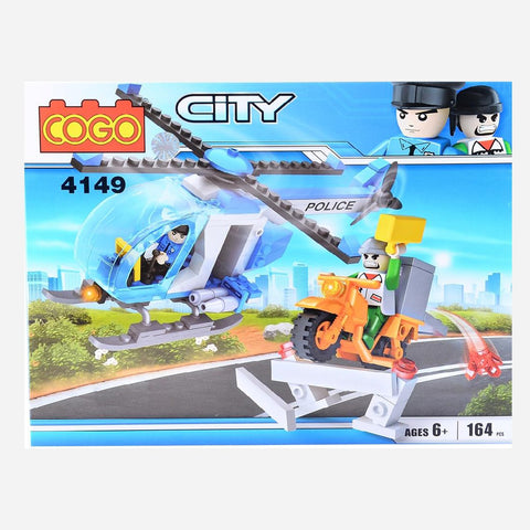 Cogo City Police Helicopter 164 Pieces Building Blocks Set For Kids