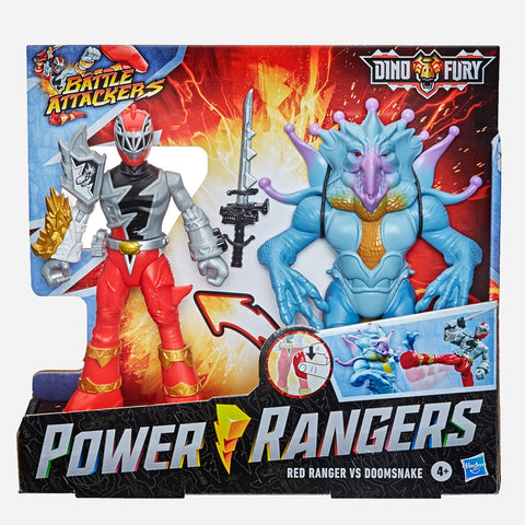 Power Rangers Dino Fury Battle Attackers Red Ranger Vs Doomsnake Toy For Boys