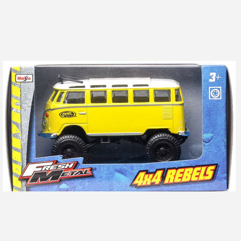 Maisto Fresh Metal 4X4 Rebels Yellow Volkswagen Van Vehicle Toy For Boys