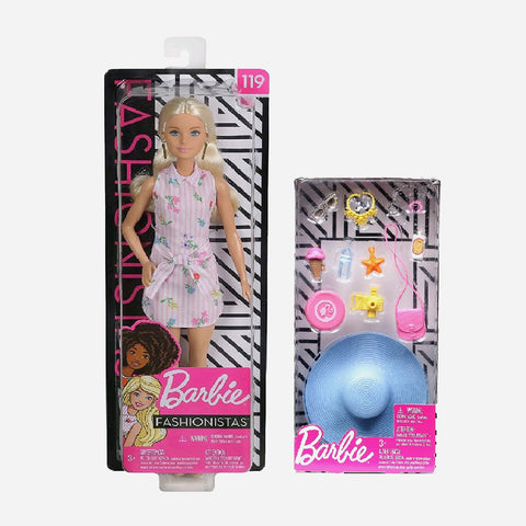 Barbie Fashionistas Doll  No. 119 And Barbie Fashion Beach Doll Accessories (Bundle)