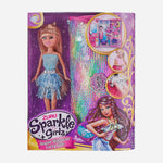 Sparkle Girlz Doll With Sequin Wardrobe Carry Case Blue