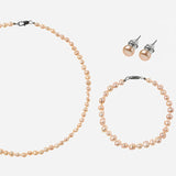 Glynyz Classic Pale Peach Freshwater Pearls Set