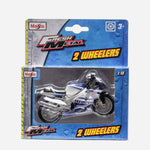 Maisto Fresh Metal 2 Wheelers Suzuki Rg5X (Silver And Blue) Motorcycle Toy For Boys