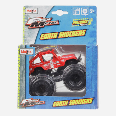 Maisto Fresh Metal Earth Shockers Search And Rescue Jeep (Red) Die Cast Vehicle For Boys