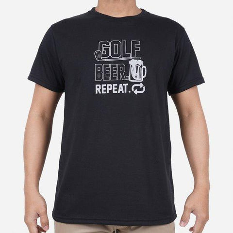 Men's Club Golf Beer Repeat Black Tee