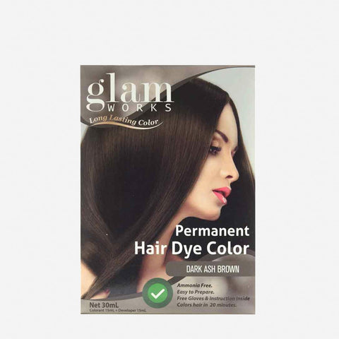 Glamworks Permanent Hair Dye Color 30Ml  Dark Ash Brown