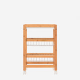 3-Tier Wood and Stainless Steel Shelf - 40x60cm